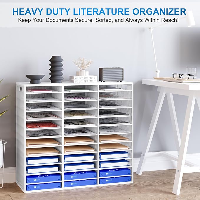 Mail Sorter Adjustable Countertop Mail Holder, Heavy Duty Literature Organizer - Image 2