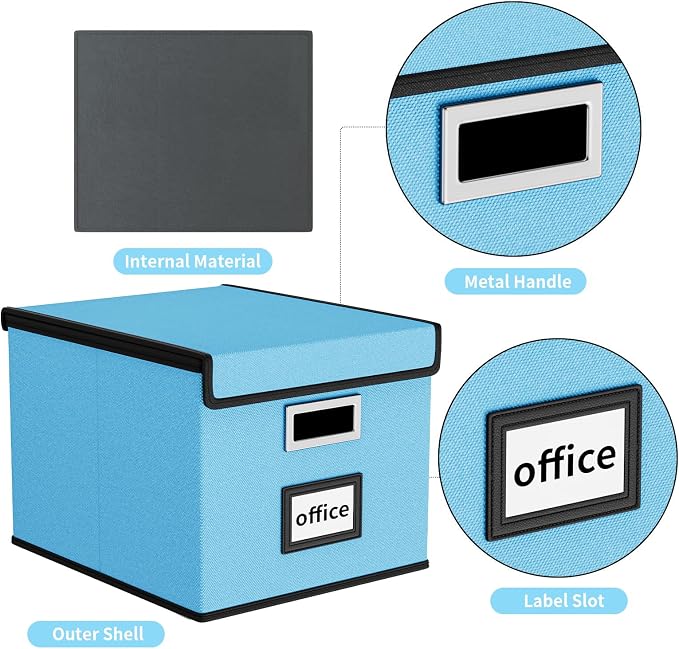 File Organizer Box with Lid, Collapsible File Folder Organizer - Image 3