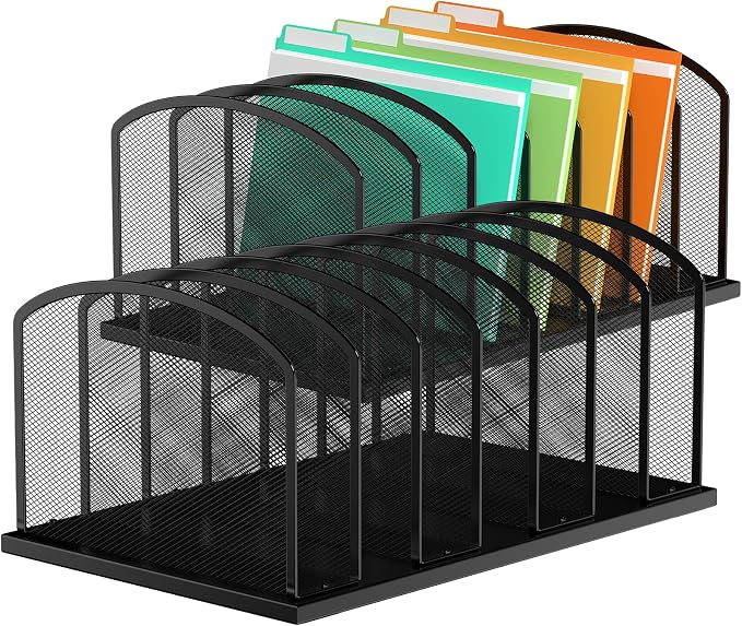 MINDEPOT Desk File Organizer 7 Sections Upright Mesh File Sorter Organizer by MINDEPOT