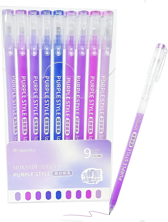 9 Colored Gel Pens Set, 0.6mm Fine Point by HysmmxHer