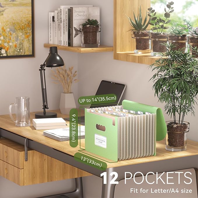 EcoStash Accordion File Organizer, 12-Pocket Wheat Straw Expanding File Folder - Image 2