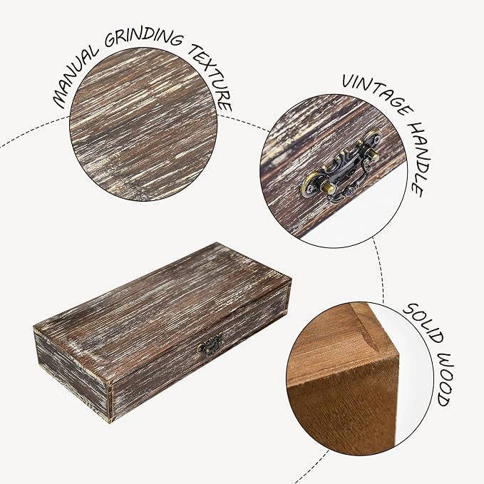 Wooden Drawers Organizer Soild Farmhouse Style RetroDesktop Drawer Storage Box - Image 7