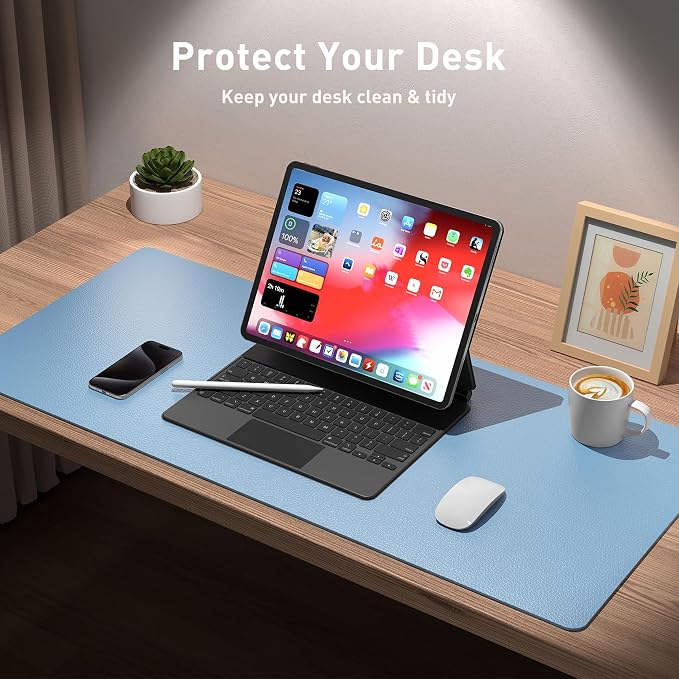Aothia Faux Leather Desk Mat for Keyboard & Mouse | Creates One Clean Surface - Image 3