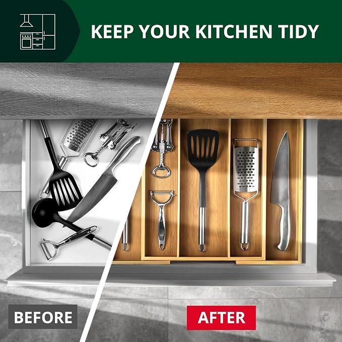 Luxury Bamboo Kitchen Drawer Organizer - Image 7