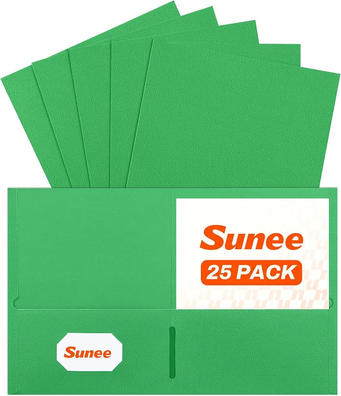 SUNEE Folders with Pockets, 2 Pocket Folders Fit Letter Size Paper, Paper File by SUNEE