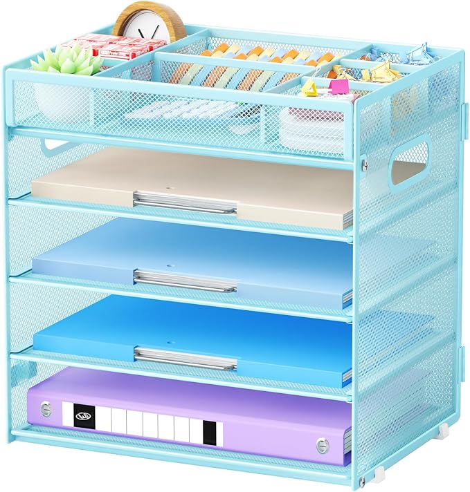 Marbrasse 5 Tier Paper Organizer Letter Tray, Mesh Desk File Organizer by Marbrasse