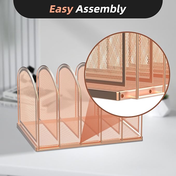 SUPEASY File Organizer for Desk, 5-Section Mesh Desk Organizer, Vertical File - Image 4