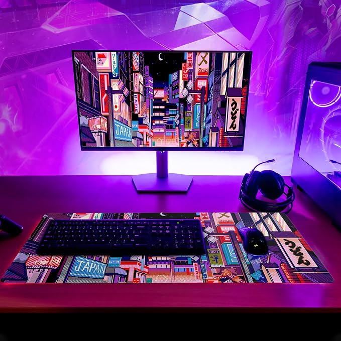 Dark Purple Japanese Gaming Mouse Pad Abstract Anime Mat 27.6x11.8 Inch Tokyo - Image 6