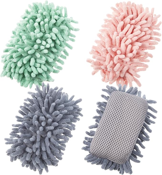 Zonon 4 Pieces Dry Erase Eraser Microfiber Shag Washable Whiteboard Eraser by Zonon