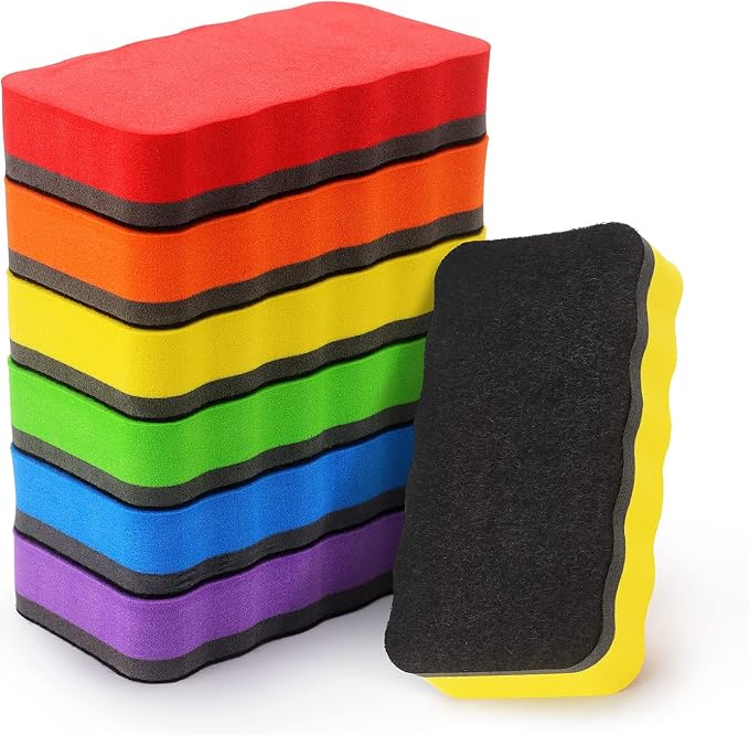 Tamaki 6 Pack Magnetic Dry Eraser Erasers 4.2'' x 2.2'', Wavy | Dry Erasers by Tamaki