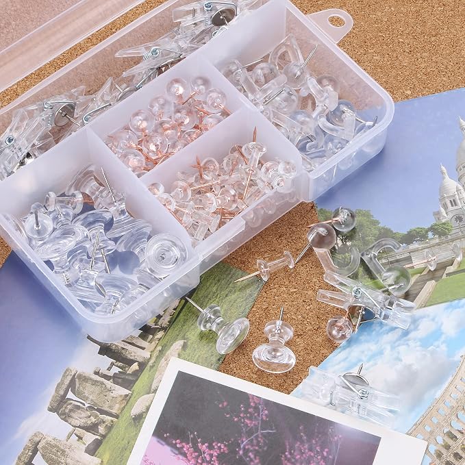 Push Pins Set, 5 Styles Thumb Tacks Map Pins, Steel Point Pushpins Thumbtacks - Image 3