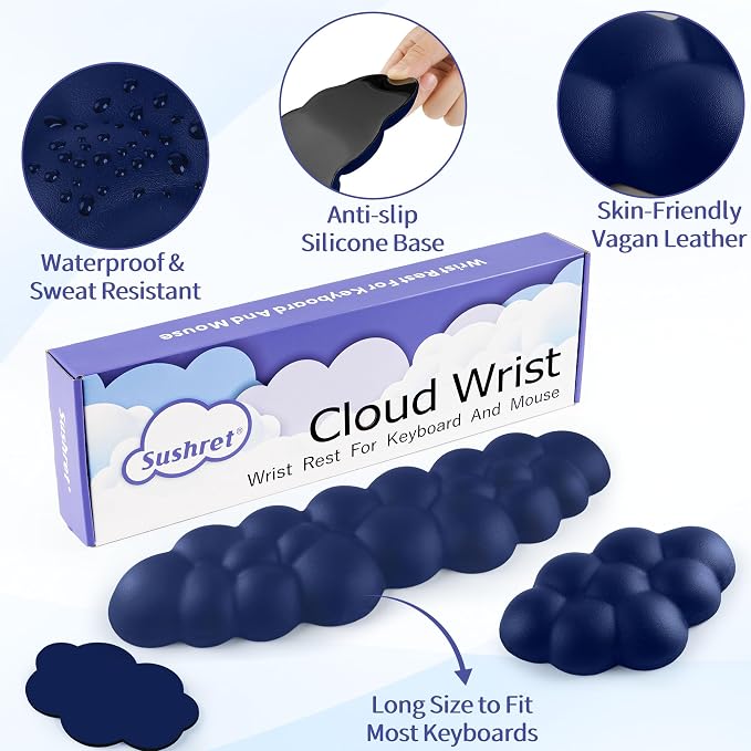 Sushret Cloud Wrist Rest Keyboard, Cloud Keyboard Wrist Pad Set - Image 5