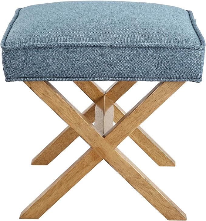 Amazon Basics Small Ottoman Foot Rest, Mid-Century Modern X Square Upholstered - Image 4