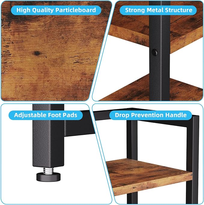 Marbrasse Desk Shelf with Drawer, Wooden Desktop Bookshelf Storage Rack - Image 4