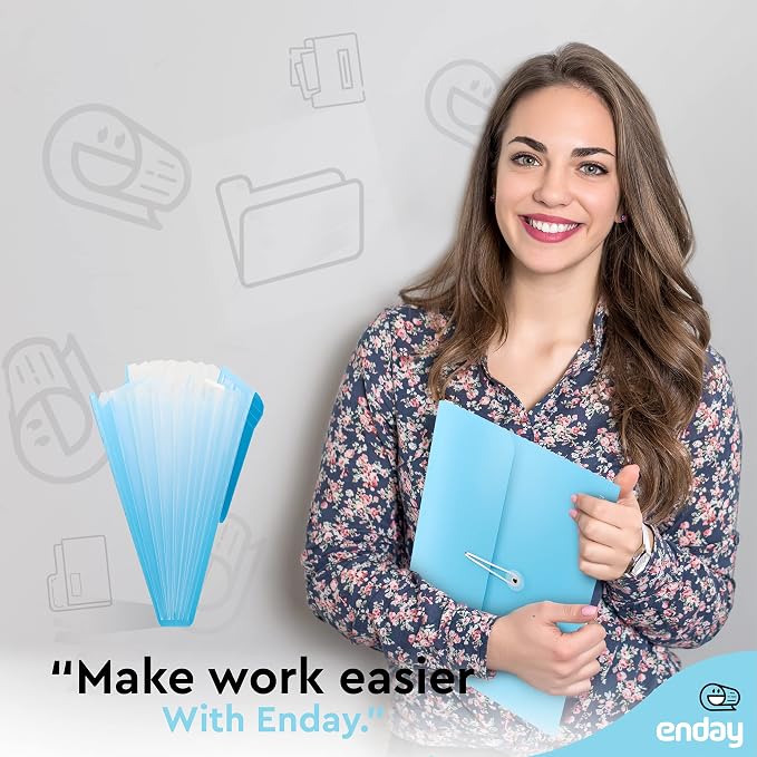Accordion File Organizer Blue, 7 Pocket Expanding File and Cover Folder - Image 6