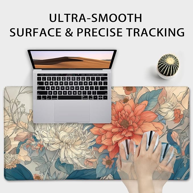 Japanese Minimalist Floral Large Gaming Mouse Pad 31.5"x15.7"｜ Aesthetic Flower - Image 5
