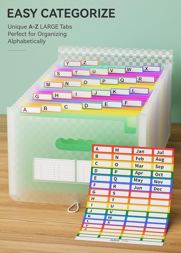 ABC life 26-Pocket Accordion File Organizer, Expandable Monthly Bill & Receipt - Image 4