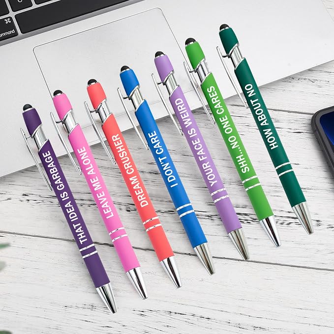 PASISIBICK 12 Pieces Funny Sarcastic Ballpoint Pens, Office Snarky Touch Screen - Image 3