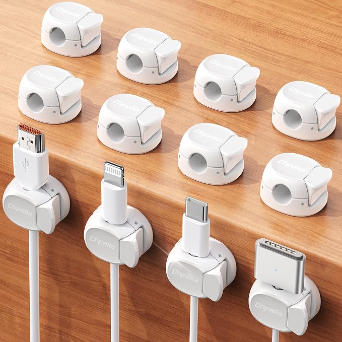 12Pack Cord Organizer Cable Clips, Chfeila Cord Holder, Desk Cable Management by Chfeila