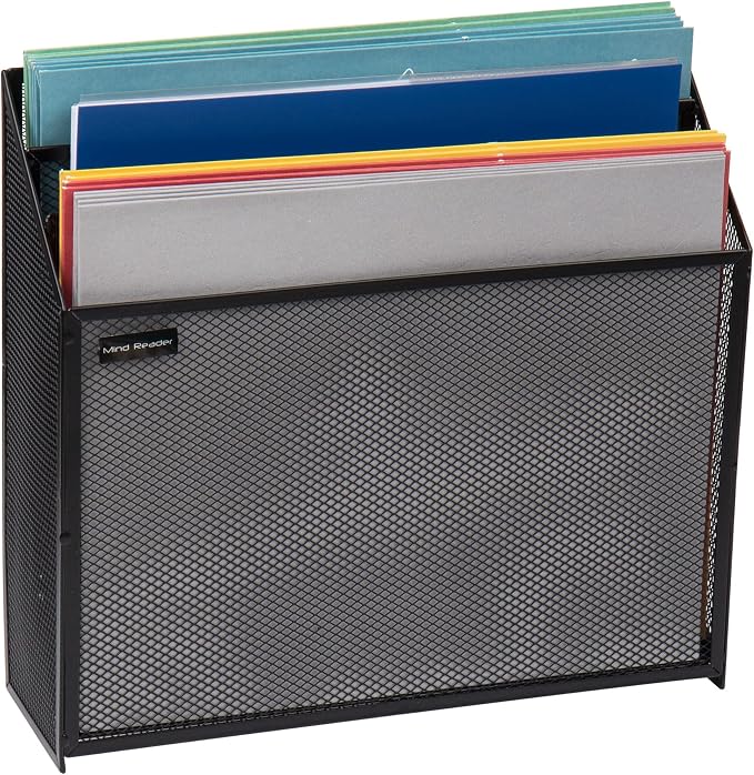 Mind Reader Vertical File Storage, Desktop Organizer, Metal Mesh, 12.5"L x - Image 4