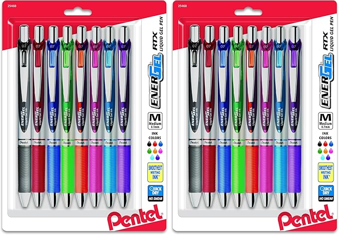Pentel EnerGel RTX Retractable Liquid Gel Pen, Medium Line, Metal Tip by PentelofAmerica
