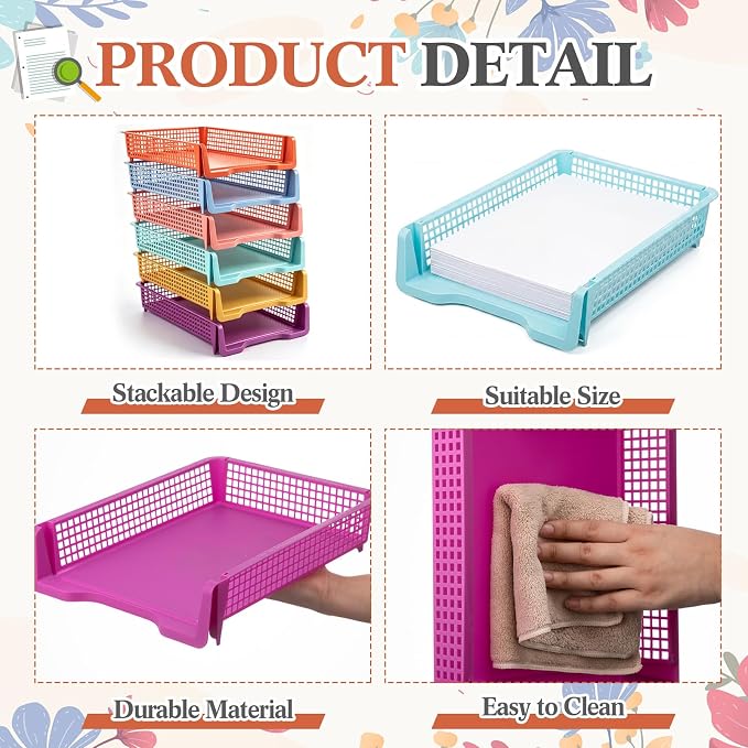 Geetery Set of 6 Turn in Trays Classroom Plastic Trays - Image 3