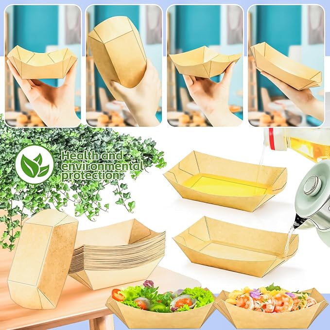 120 Pack 2Lb Paper Food Boat Trays Disposable Paper Boat Plate Containers - Image 3