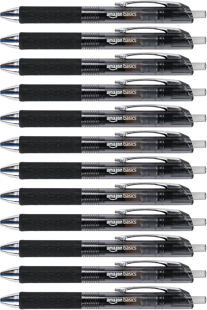 Amazon Basics Retractable Gel Pens, Fine Point 0.7mm, Smooth Writing, No Smudge by AmazonBasics