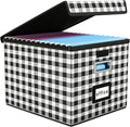 File Organizer Box with Lid, Collapsible File Folder Organizer by Huolewa