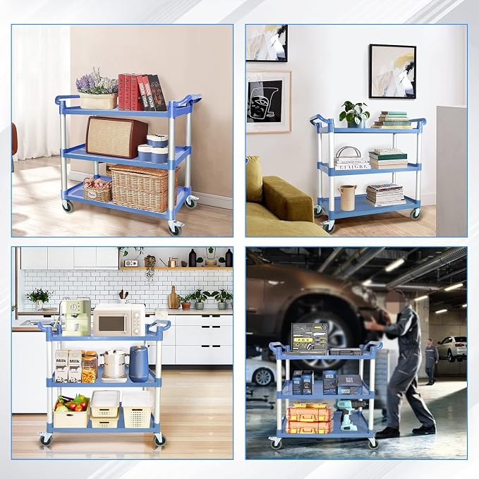 AQNIEGEP Utility Carts with Wheels, Large Food Kitchen Cart Heavy Duty - Image 2