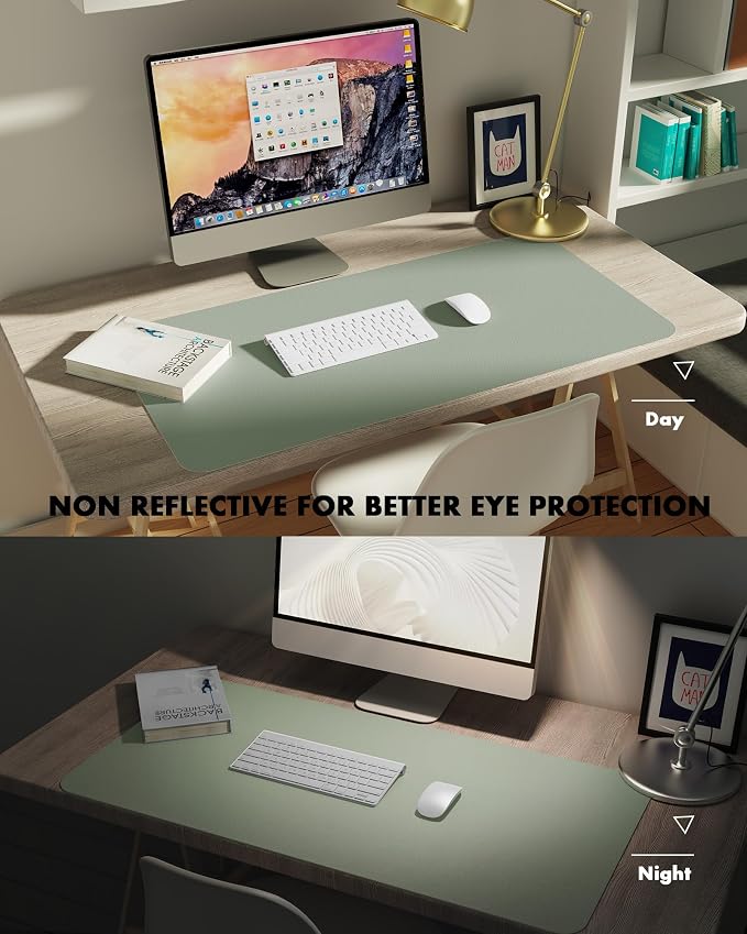 YSAGi Double-Sided Desk Pad, 35.4"x17"Leather Desk Mat, Eco Cork Desk Pad - Image 4