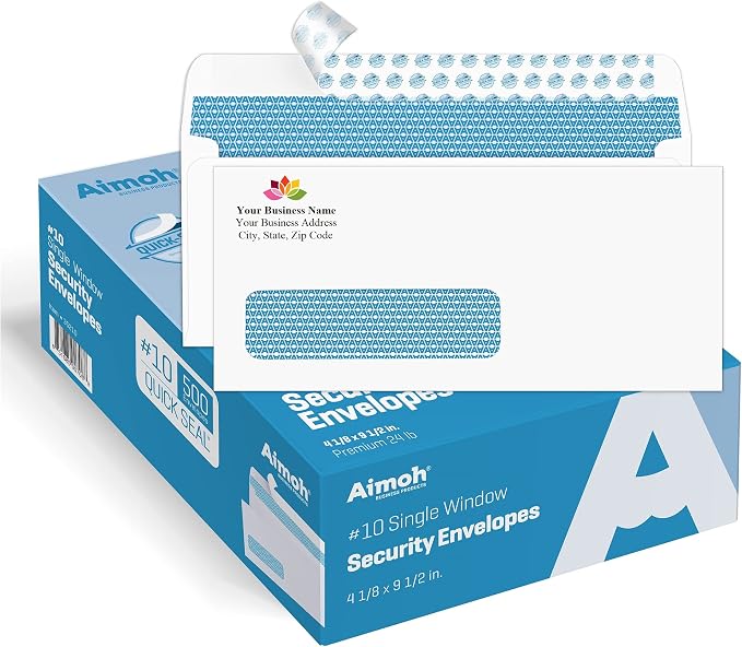 Aimoh #10 Custom Printed Single Left Window Self Seal Security Envelopes - Image 5