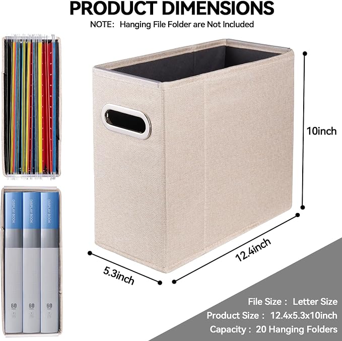 4 Packs Letter Size File Organizer, File Folders Organizer, Fabric Storage Box - Image 2