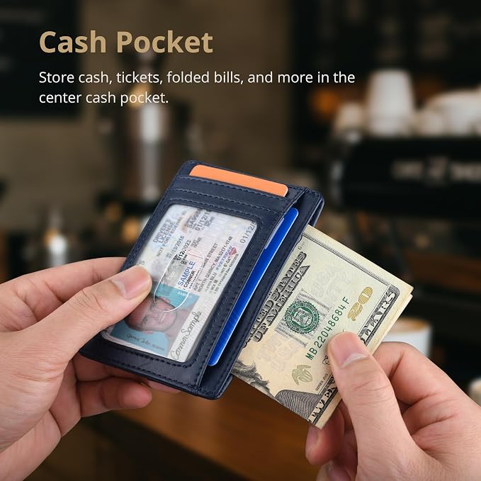 Buffway Slim Minimalist Front Pocket RFID Blocking Leather Wallets - Image 5