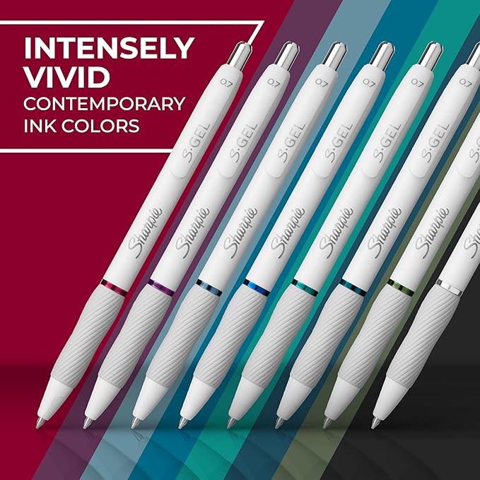 Sharpie S-Gel Pens, Fashion Barrel White Pearl, Medium Point, Bold Ink Colors - Image 4