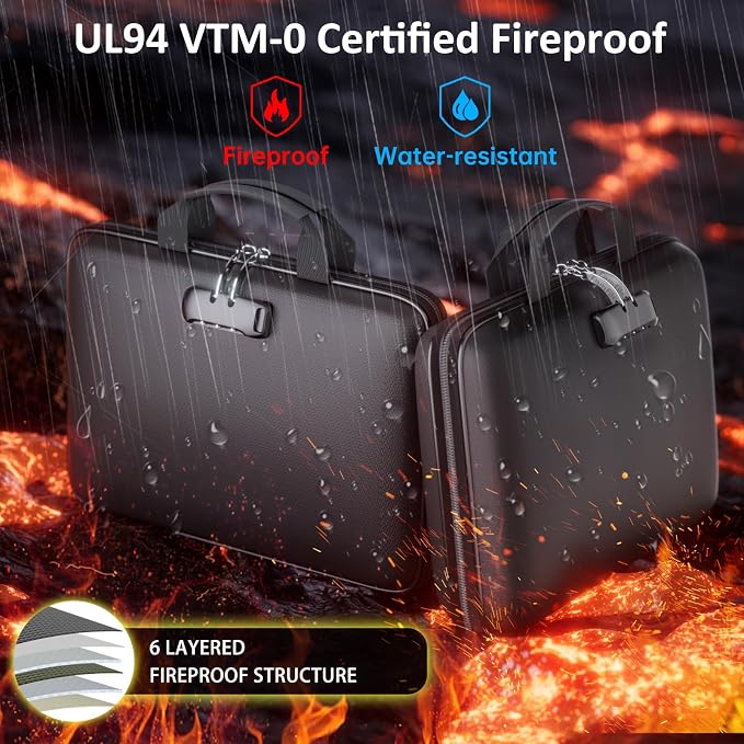 Fireproof File Organizer with Lock, Hard Case Fireproof Document Box with 13 - Image 2