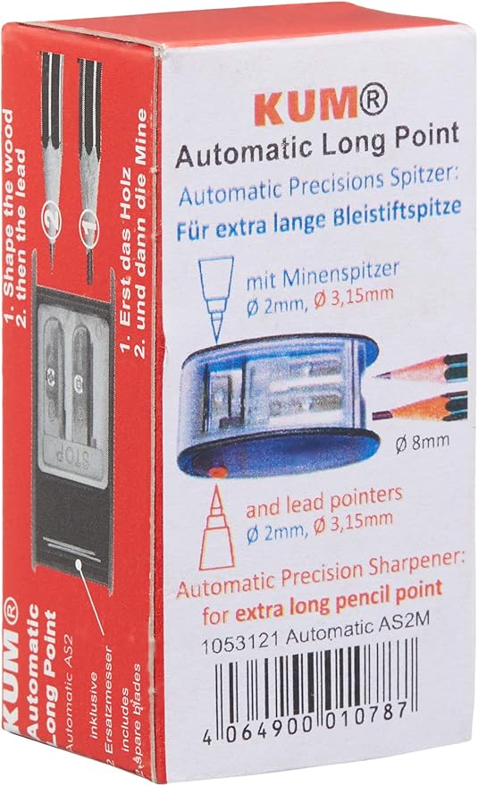 AS2M, Long Point Sharpener, sharpens in 2 steps; 2 spare blades includes. - Image 4