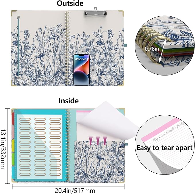 Foldable Clipboard Folio with Storage, 5 Plastic Folders with 10 Pockets - Image 4