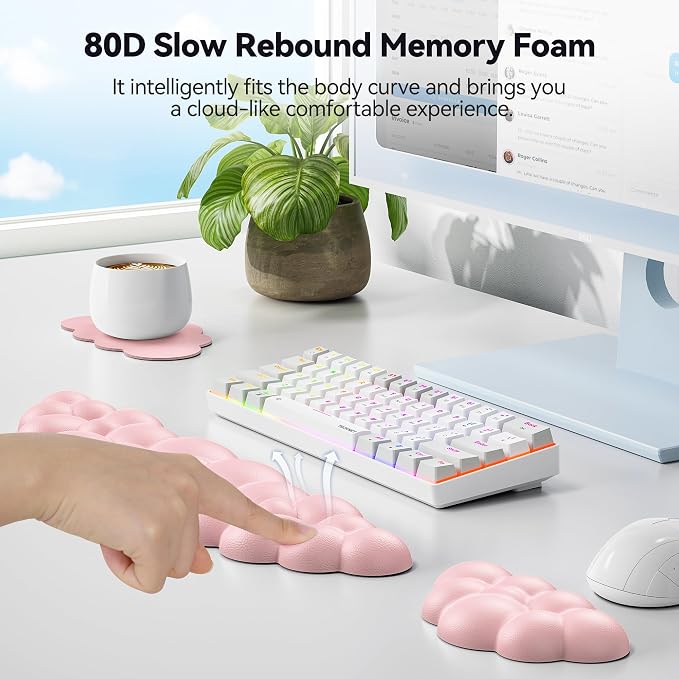 TECKNET Cloud Keyboard Wrist Rest Set, Cloud Wrist Rest - Image 4