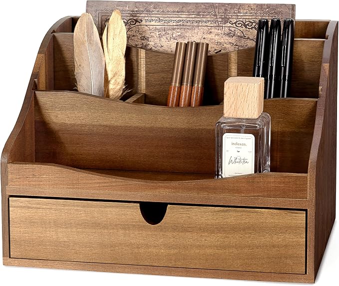 Rebee Vision Acacia Wood Mail Organizer by REBEEVISION