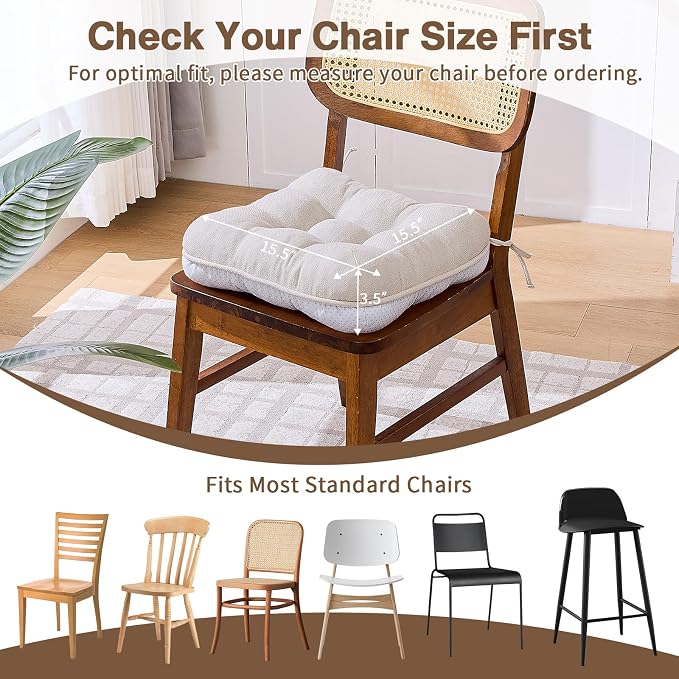 BETU Chair Cushions for Dining Chairs Set of 2, 3.5" Thick Kitchen Table Chair - Image 5