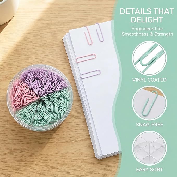Multicolor Jumbo Paper Clips, 1.3 Inch & 2 Inch, School & Home, Document - Image 6