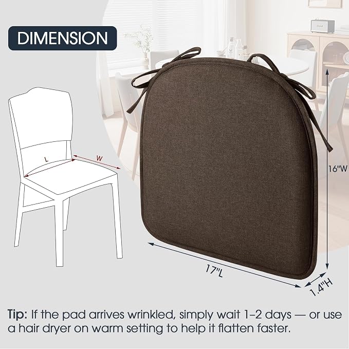 TushGuard Chair Cushions, 4 Pack Memory Foam Chair Pads, Thin Seat Cushion - Image 5