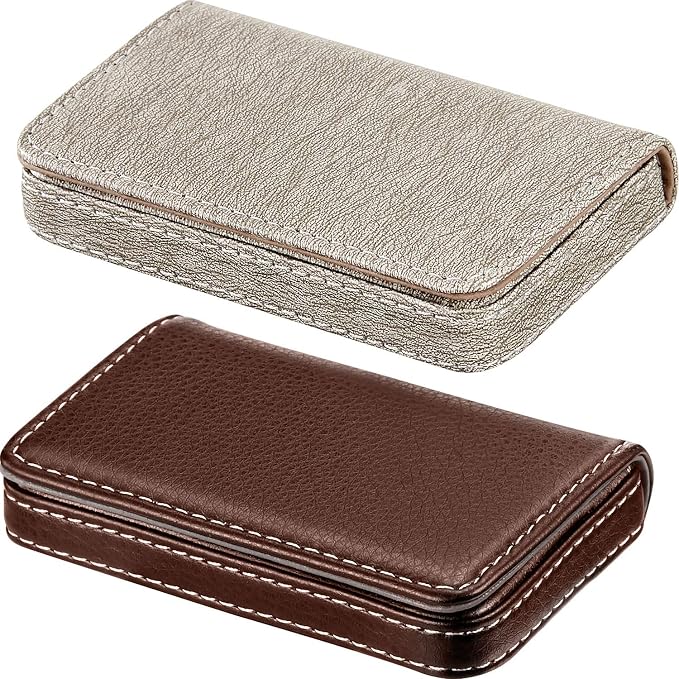 Outus 2 Pcs Business Card Holder, PU Leather Business Card Case Pocket Wallet by Outus