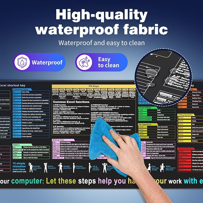 Excel Cheat Sheet Desk pad—Contains 12 Types of Common Skills in Excel and - Image 3