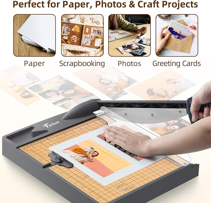 Firbon 12-Inch Wood Base Guillotine Paper Cutter, Heavy Duty 30-Sheet Capacity - Image 5