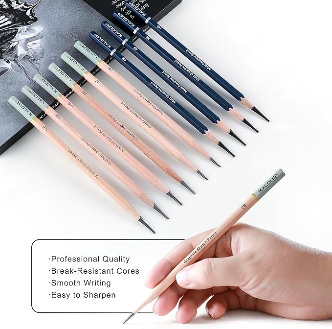 KALOUR 25-Piece Professional Sketch Pencil Set - Image 3