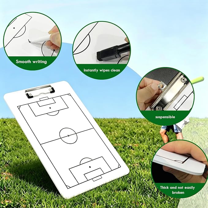 Soccer Coaching Board Dry Erase Soccer Tactics Clipboard Double Sided Coaching - Image 3