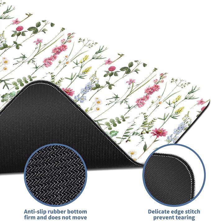White Kawaii Flower Mouse Pad Large Desk Mat Extended Keyboard Mouse Pad Cute - Image 4
