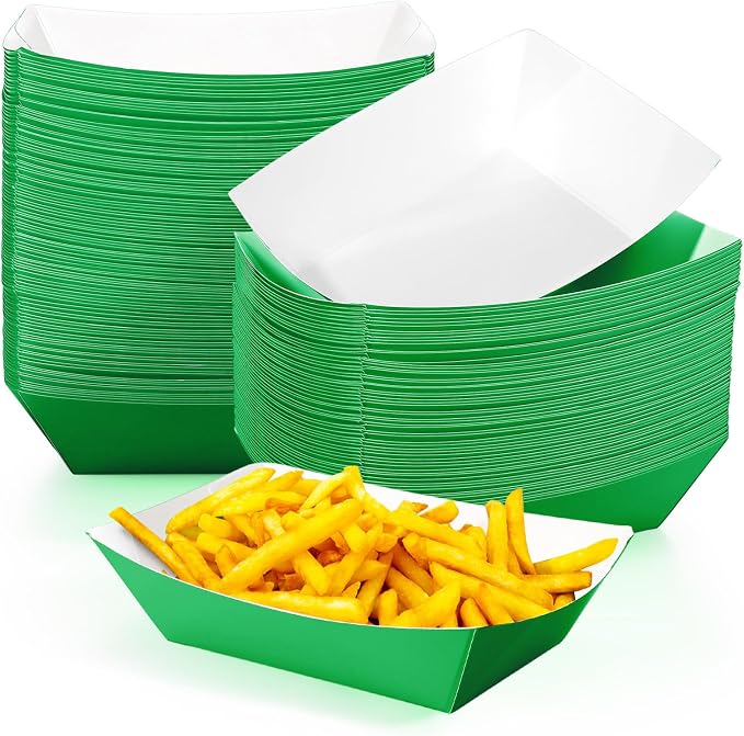 Yinkin 100 Pcs 2lb Paper Food Trays Boat 2lb Disposable Nacho Trays Kraft Paper by Yinkin